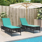vidaXL Ligstoelen 2 stuks met tafel Grijs Poly Rotan