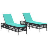 vidaXL Ligstoelen 2 stuks met tafel Grijs Poly Rotan