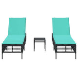 vidaXL Ligstoelen 2 stuks met tafel Grijs Poly Rotan