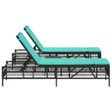 vidaXL Ligstoelen 2 stuks met tafel Grijs Poly Rotan
