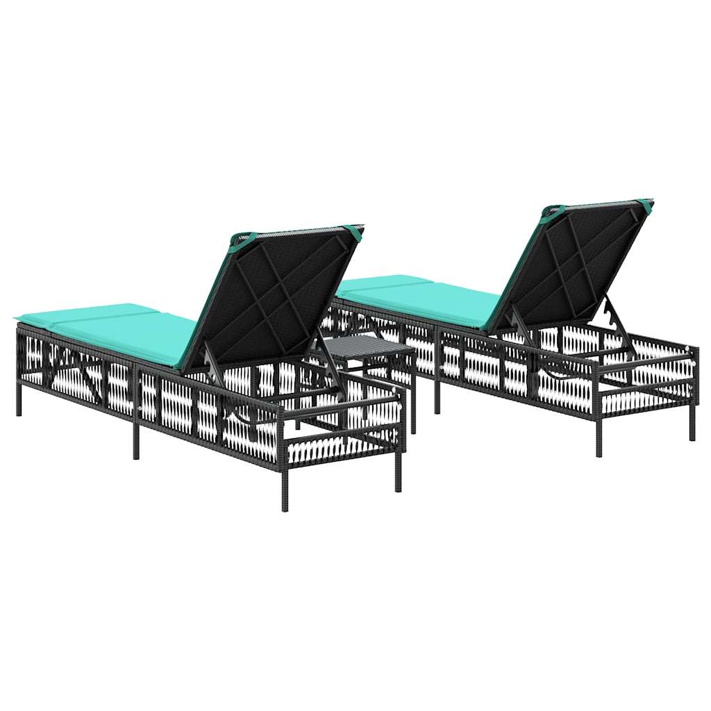vidaXL Ligstoelen 2 stuks met tafel Grijs Poly Rotan