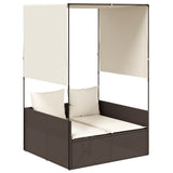 vidaXL Double Sun Lounger with Roof and Curtain Poly Rattan Black