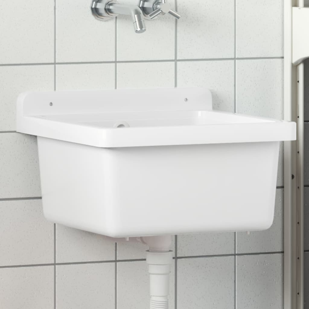 vidaXL Wasbak wandgemonteerd 40x40x24 cm hars wit
