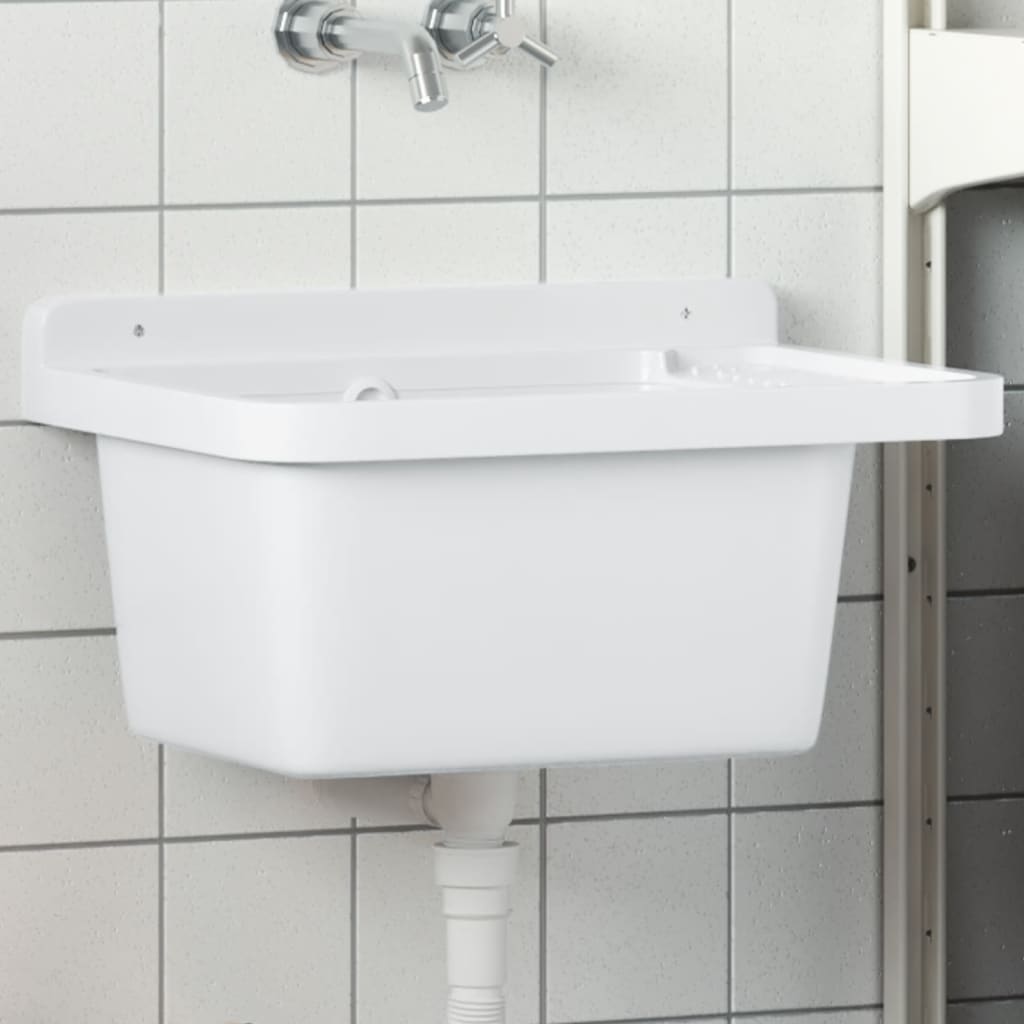 vidaXL Wasbak wandgemonteerd 40x40x24 cm hars wit