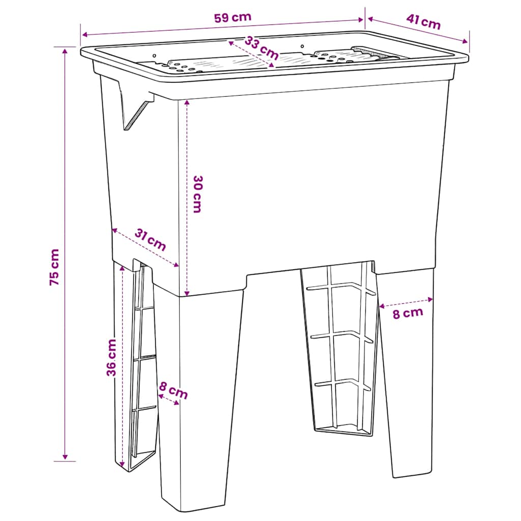 vidaXL Waskuip 59x41x75 cm hars wit