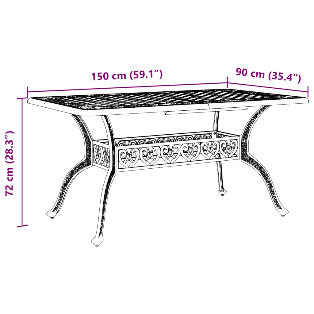 vidaXL Tuintafel 150x90x72 cm gietaluminium wit