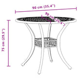 vidaXL Garden Table Ø 90x75 cm Cast Aluminum Bronze