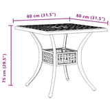 vidaXL Garden Table 80x80x75 cm Cast Aluminium Bronze-coloured
