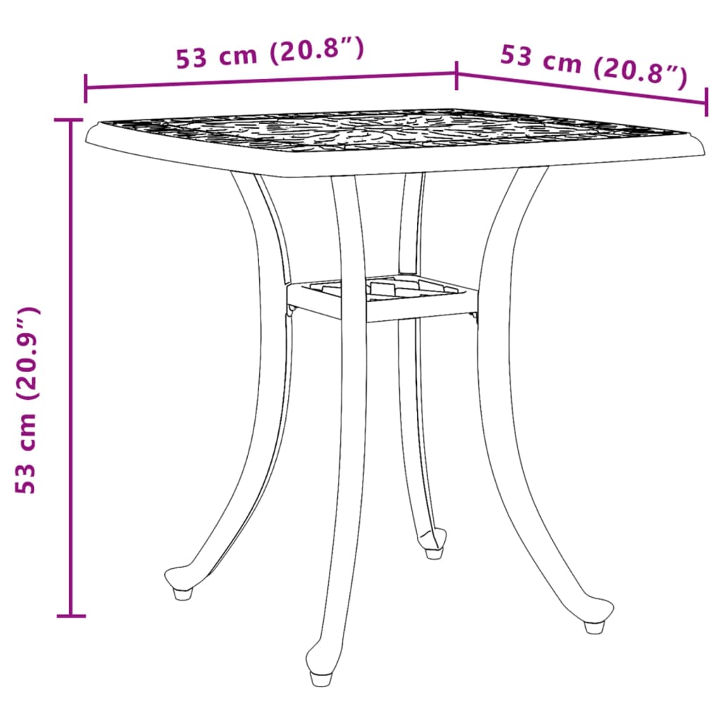 vidaXL Tuintafel 53x53x53 cm gietaluminium bronskleurig