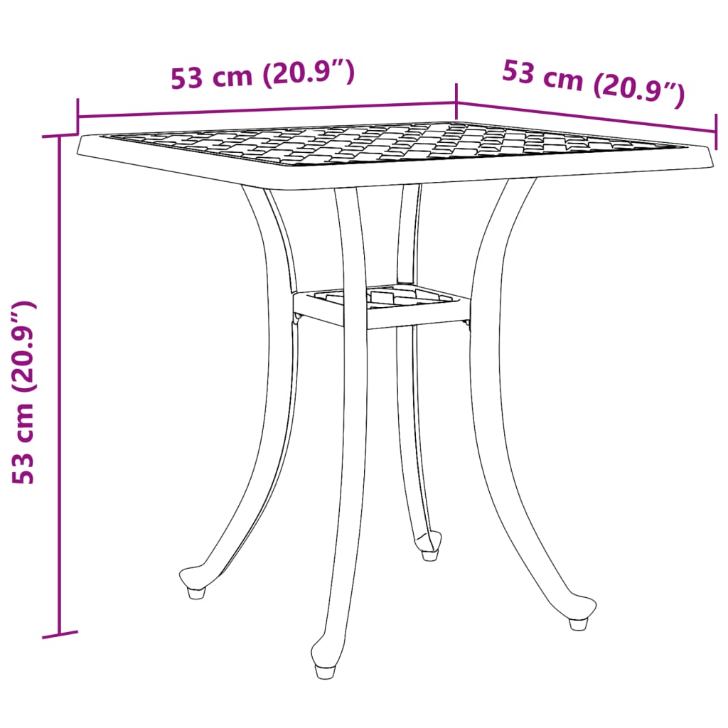 vidaXL Tuintafel 53x53x53 cm gietaluminium bronskleurig
