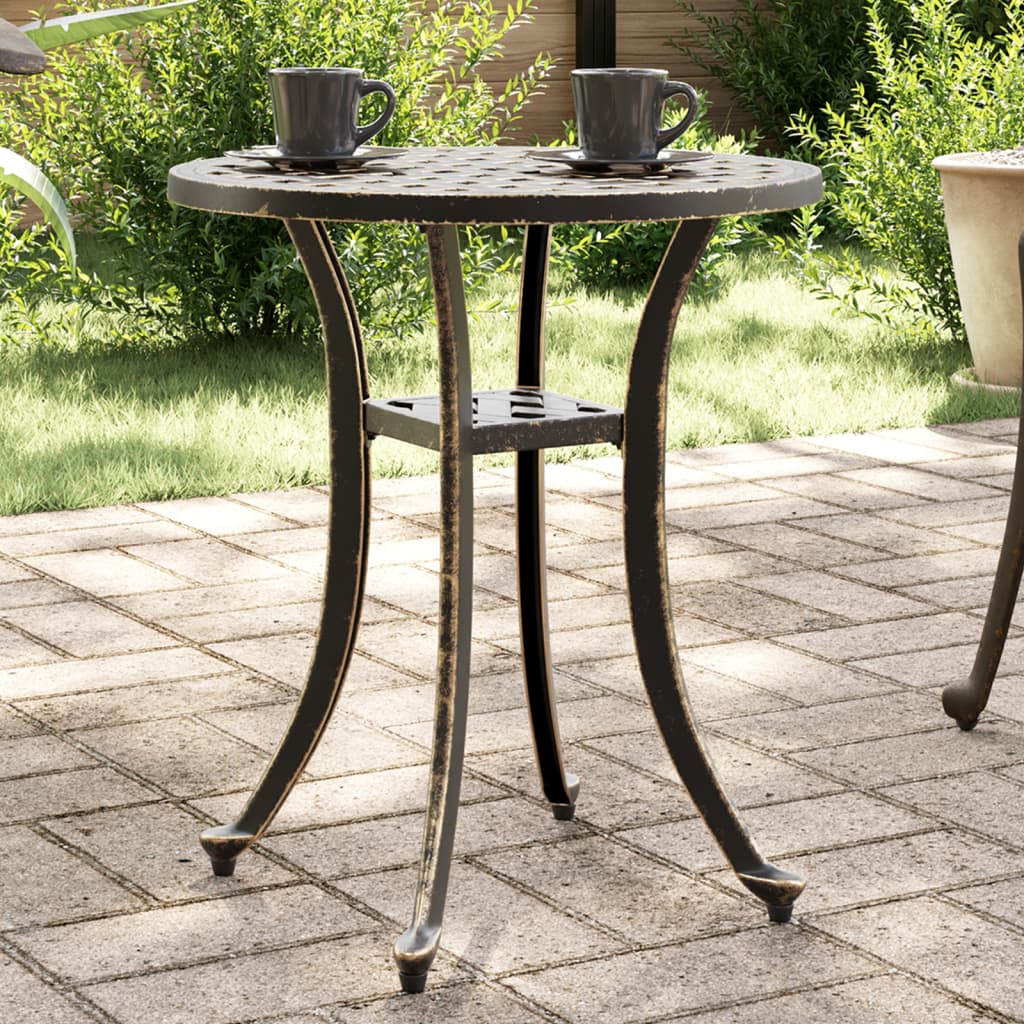 vidaXL Tuintafel Ø 48x53 cm gietaluminium bronskleurig