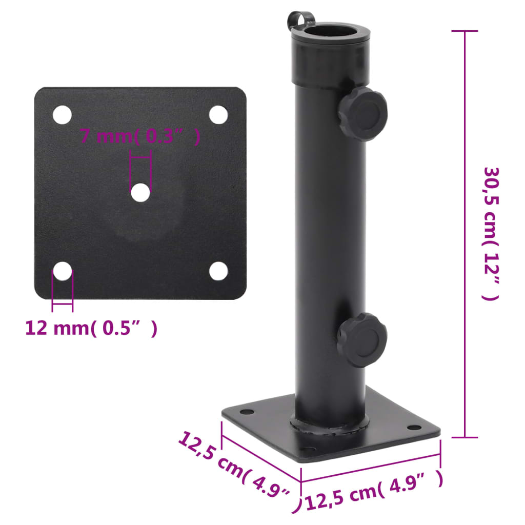 vidaXL Parasolvoet voor Ø38/48 mm stok staal zilverkleurig