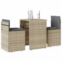 vidaXL 3-delige Bistroset met kussens poly rattan zwart