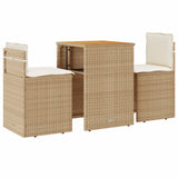 vidaXL 3-delige Bistroset met kussens poly rattan zwart