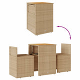 vidaXL 3-delige Bistroset met kussens poly rattan zwart