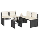 vidaXL 4-Piece Poly Rattan Lounge Set with Cushions Black
