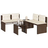 vidaXL 4-Piece Poly Rattan Lounge Set with Cushions Black
