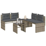 vidaXL 4-Piece Poly Rattan Lounge Set with Cushions Black