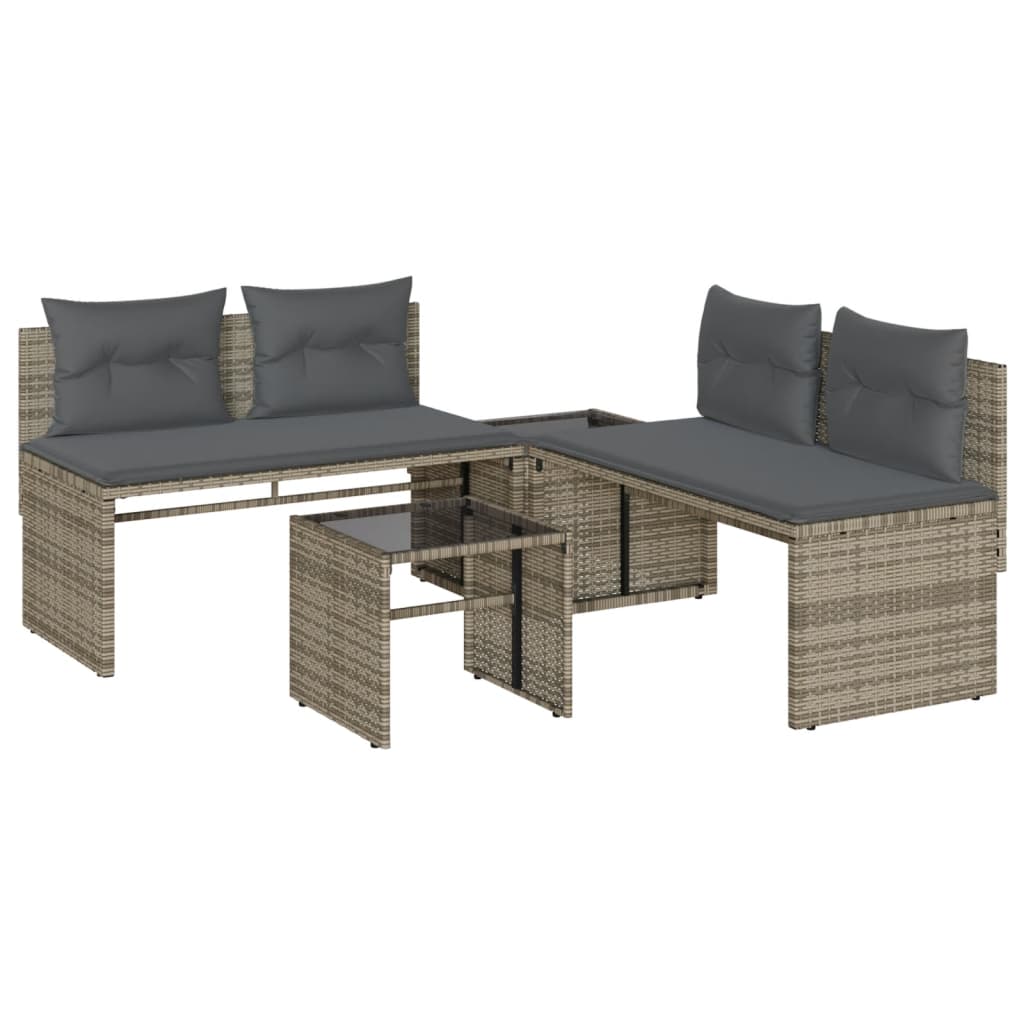 vidaXL 4-Piece Poly Rattan Lounge Set with Cushions Black