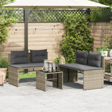 vidaXL 4-Piece Poly Rattan Lounge Set with Cushions Black