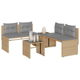 vidaXL 4-Piece Poly Rattan Lounge Set with Cushions Black