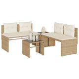 vidaXL 4-Piece Poly Rattan Lounge Set with Cushions Black