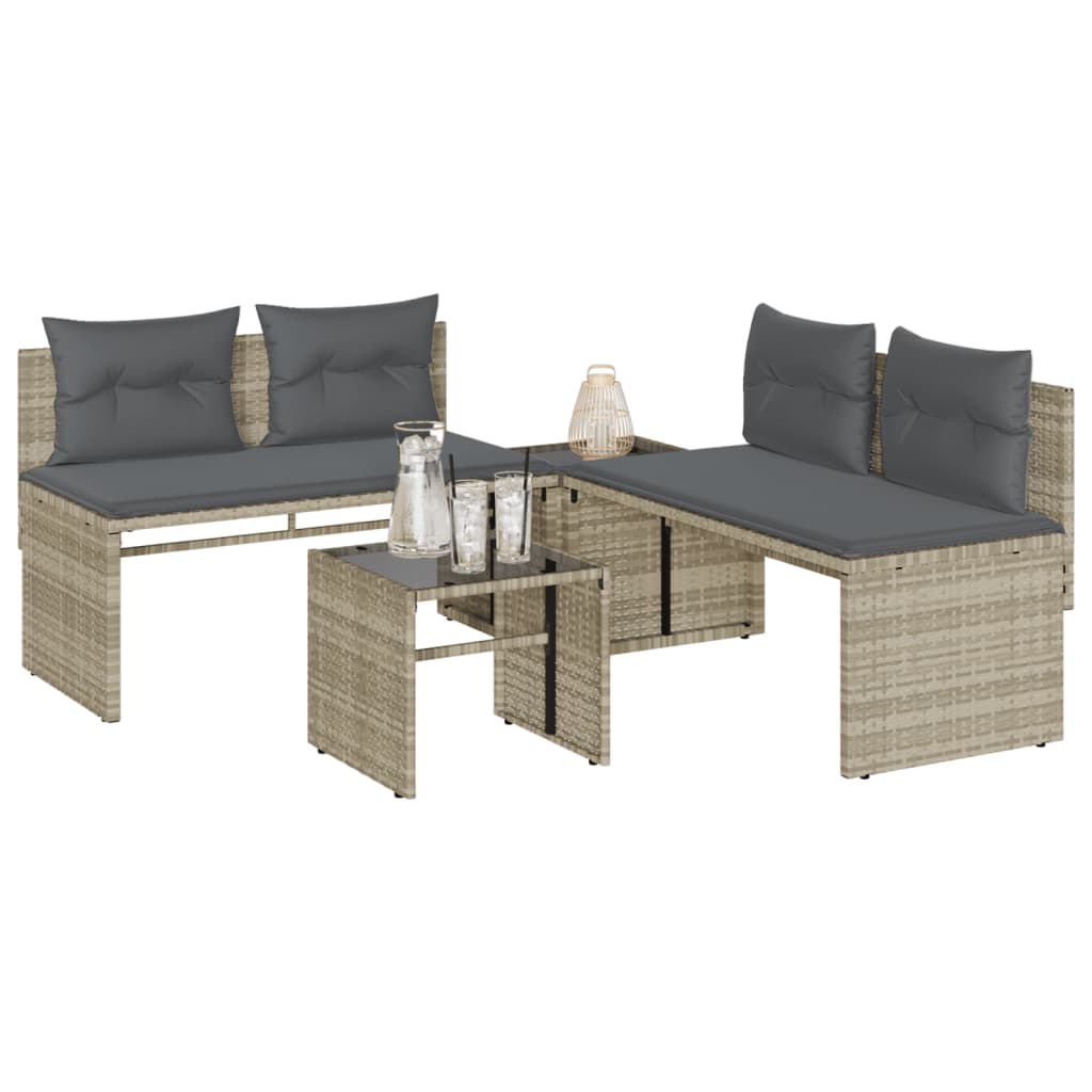 vidaXL 4-Piece Poly Rattan Lounge Set with Cushions Black