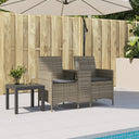 vidaXL Tuinbank 2-zits met tafel en kussens poly rattan zwart