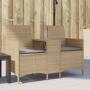 vidaXL Tuinbank 2-zits met tafel en kussens poly rattan zwart