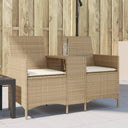 vidaXL Tuinbank 2-zits met tafel en kussens poly rattan zwart