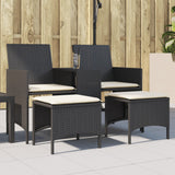 vidaXL Tuinbank 2-zits met tafel en kussens poly rattan zwart