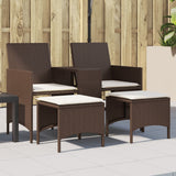 vidaXL Tuinbank 2-zits met tafel en kussens poly rattan zwart