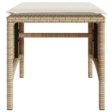 vidaXL Tuinbank 2-zits met tafel en kussens poly rattan zwart
