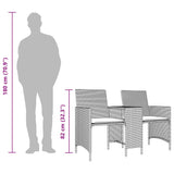 vidaXL Tuinbank 2-zits met tafel en kussens poly rattan zwart