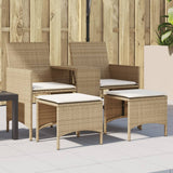 vidaXL Tuinbank 2-zits met tafel en kussens poly rattan zwart