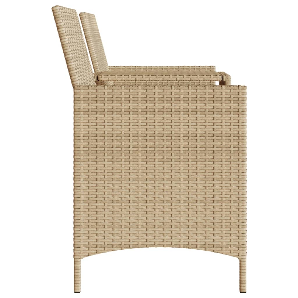 vidaXL Tuinbank 2-zits met tafel en kussens poly rattan zwart