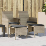 vidaXL Tuinbank 2-zits met tafel en kussens poly rattan zwart