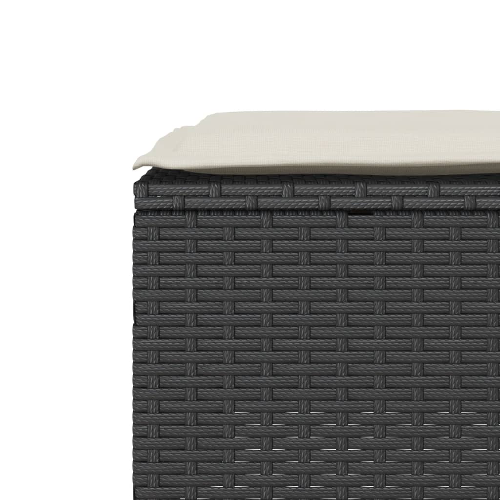 vidaXL 3-delige Bistroset met kussens poly rattan zwart