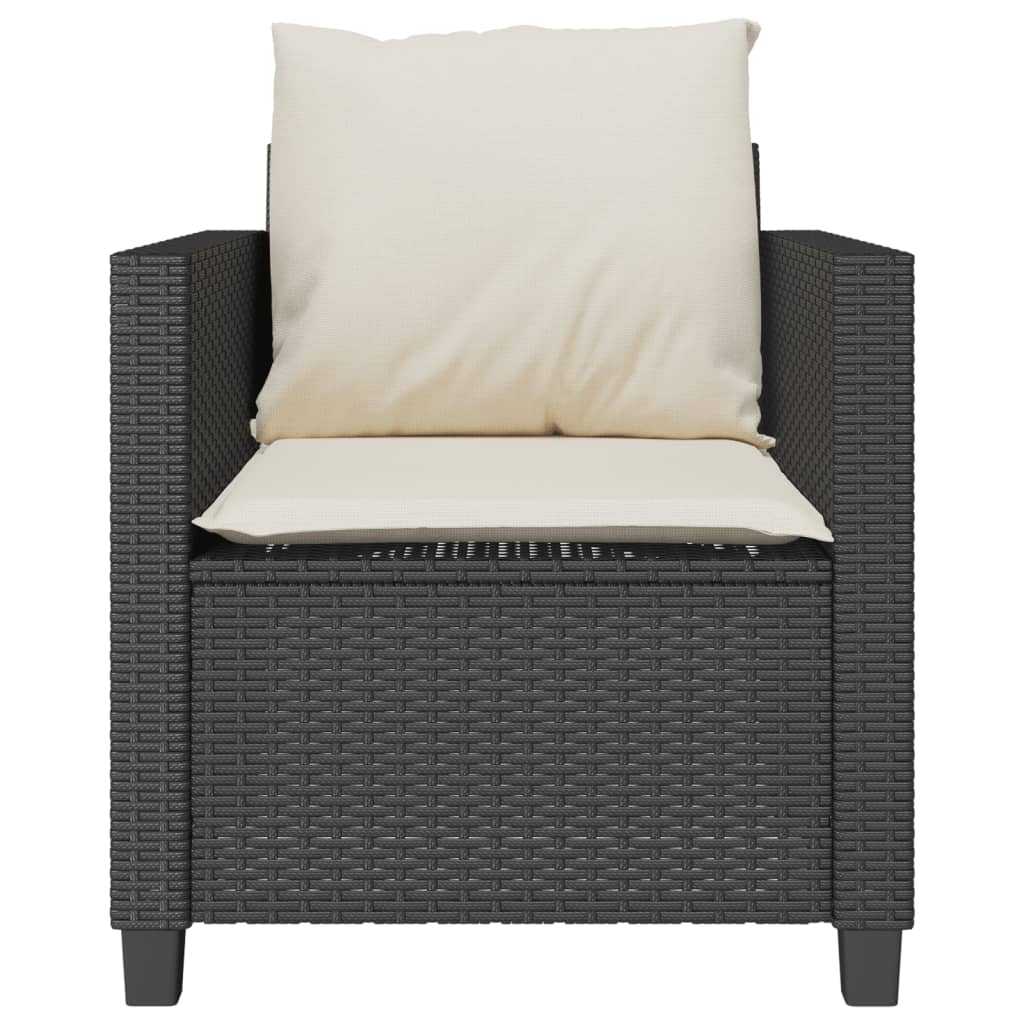 vidaXL 3-delige Bistroset met kussens poly rattan zwart