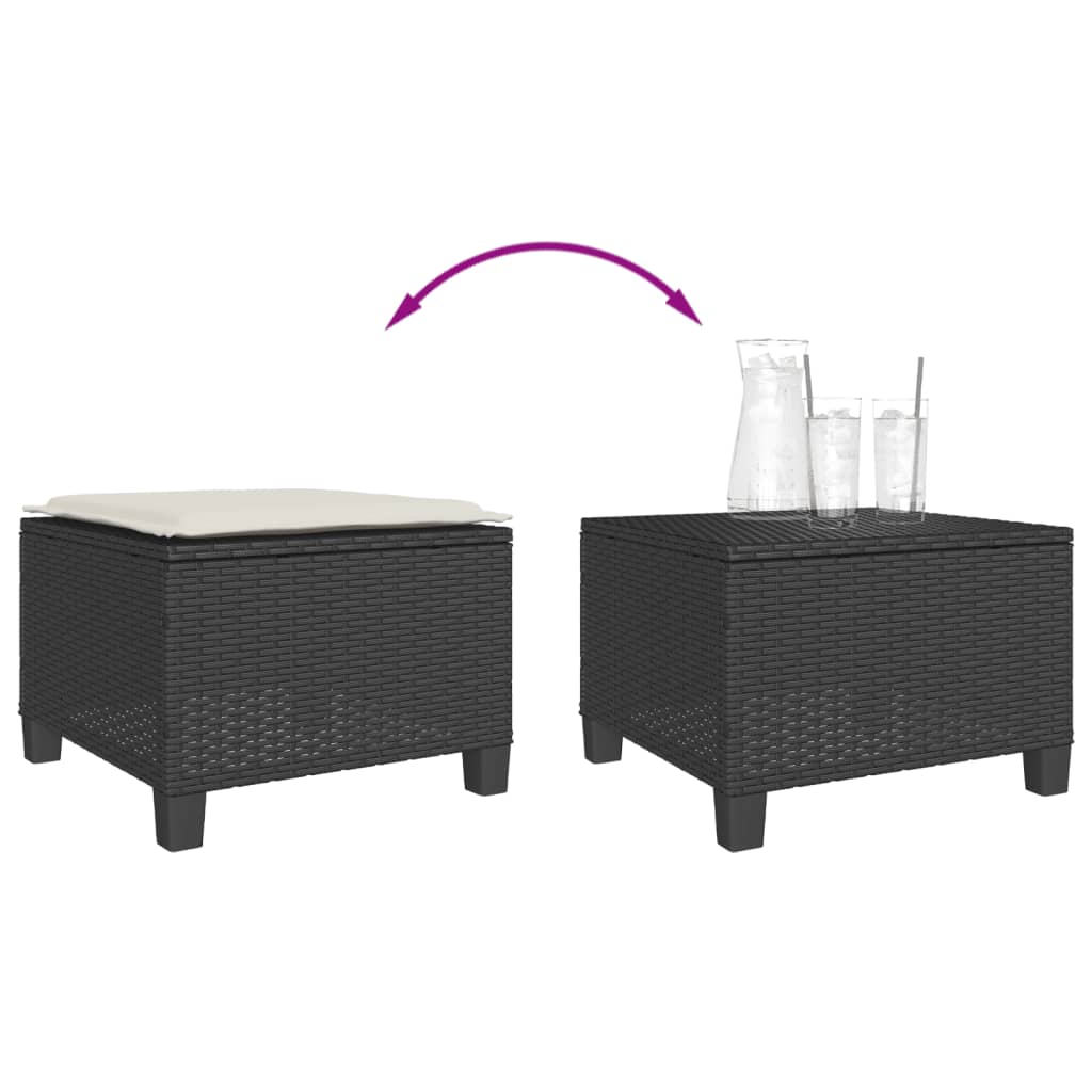 vidaXL 3-delige Bistroset met kussens poly rattan zwart