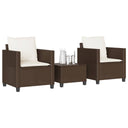 vidaXL 3-delige Bistroset met kussens poly rattan zwart