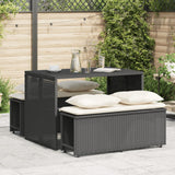 vidaXL 3-delige Tuinset met kussens poly rattan zwart