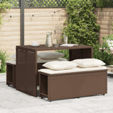 vidaXL 3-delige Tuinset met kussens poly rattan zwart
