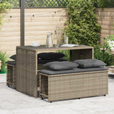 vidaXL 3-delige Tuinset met kussens poly rattan zwart