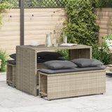 vidaXL 3-delige Tuinset met kussens poly rattan zwart