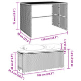 vidaXL 3-delige Tuinset met kussens poly rattan zwart