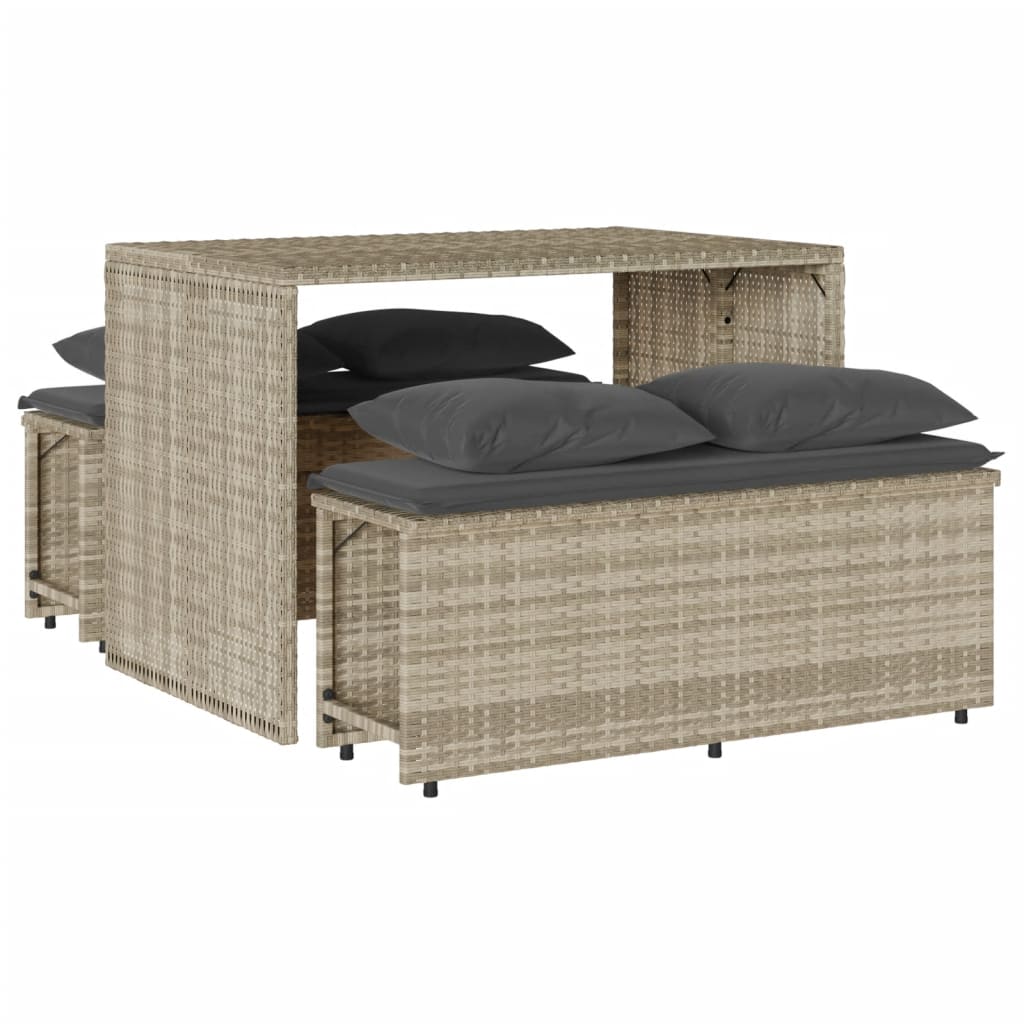 vidaXL 3-delige Tuinset met kussens poly rattan zwart