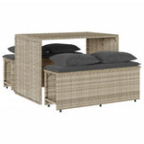 vidaXL 3-delige Tuinset met kussens poly rattan zwart