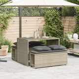 vidaXL 3-delige Tuinset met kussens poly rattan zwart