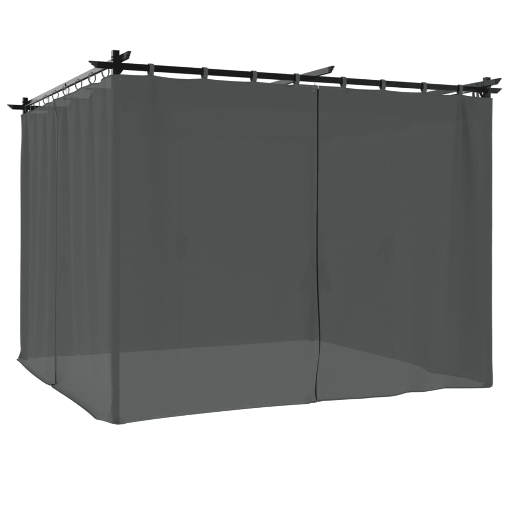 vidaXL Prieel met gordijnen 3x3 m staal crèmekleurig